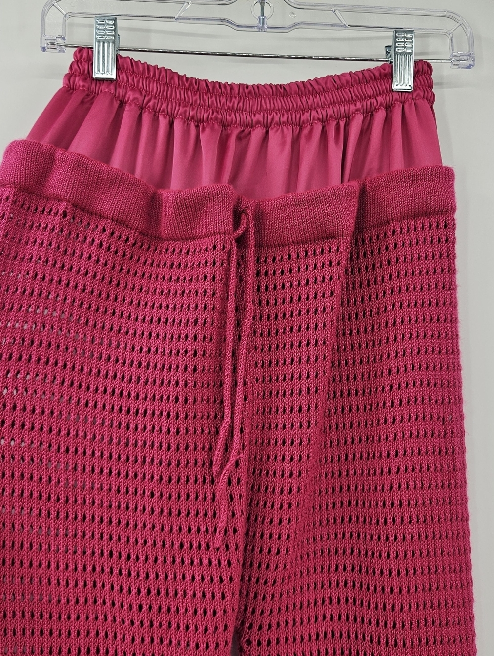 Saudade De Voce Wide Leg Knit Pant Hot Pink Women's Size M Summer Beach Vacation - Picture 3 of 12